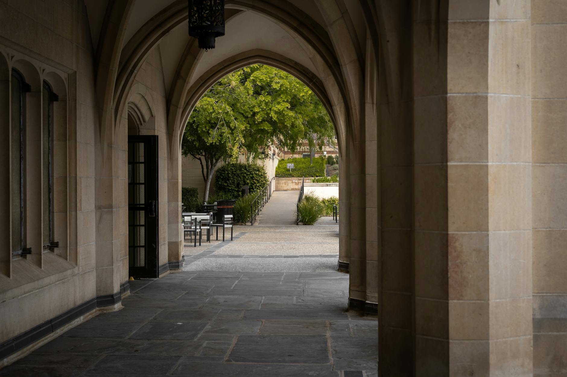 view of an archway on the campus of ucla in los angeles california