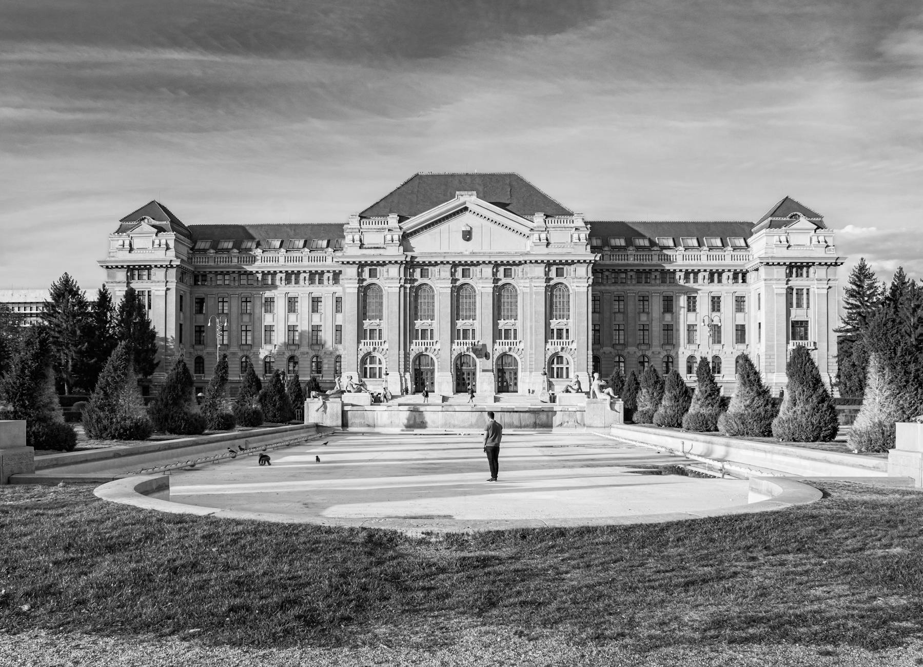 facade of the university of debrecen in debrecen hungary