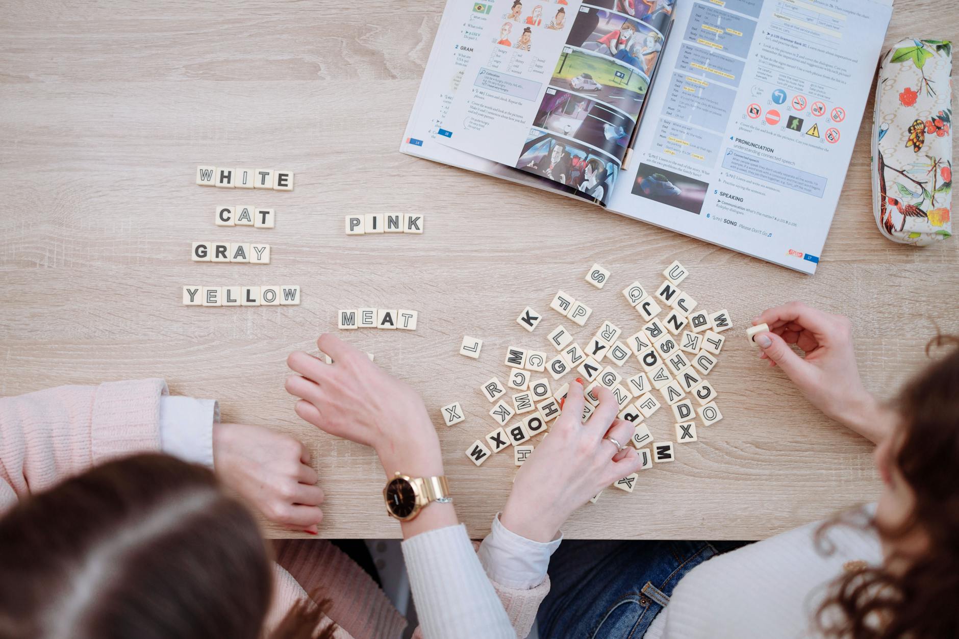 words spelled on scrabble tiles