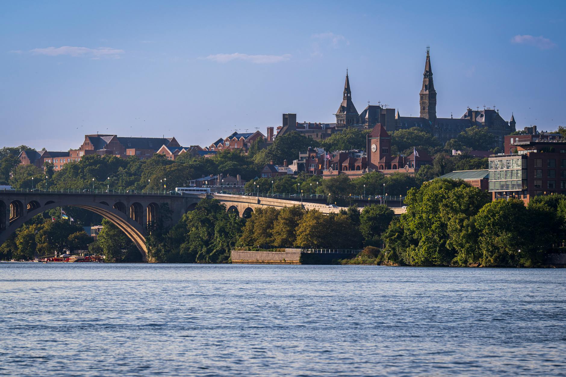 city buildings near the river